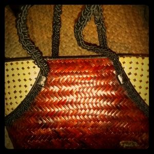 Gabriela  straw two-tone bag